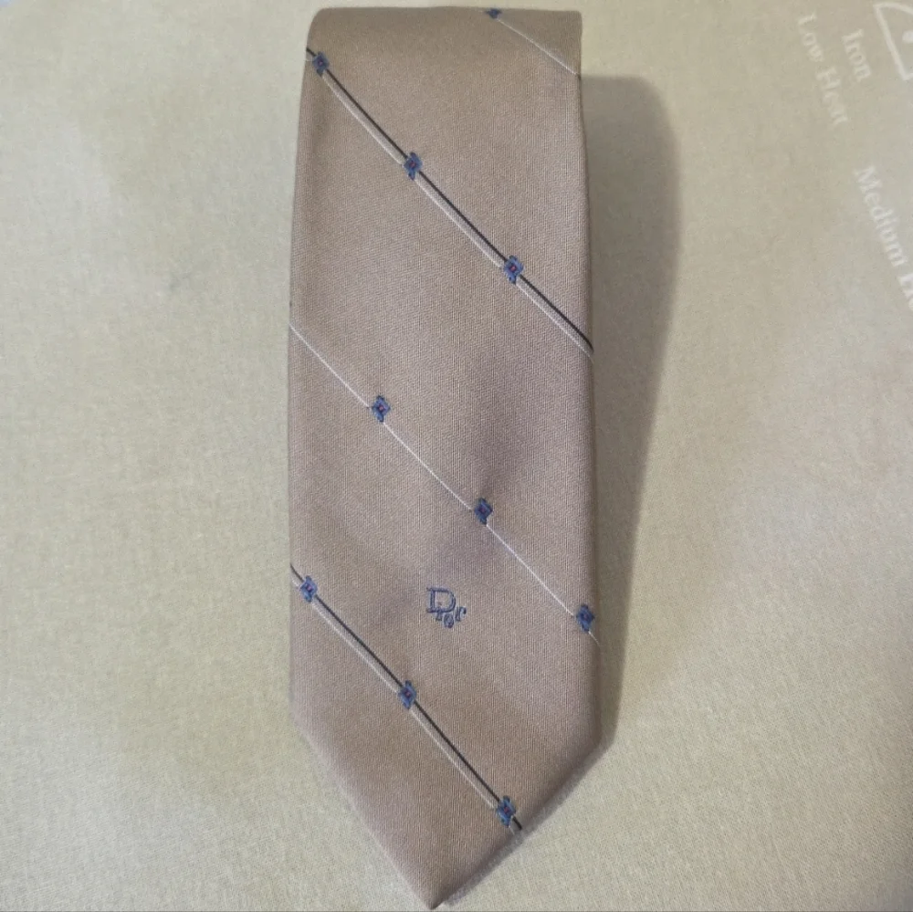 Vintage Christian Dior Polyester Silk Necktie Woven In Italy, Made In USA